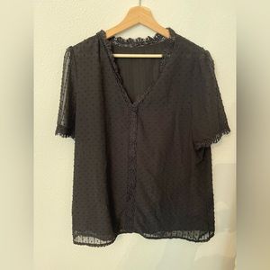 Black sheer tunic blouse